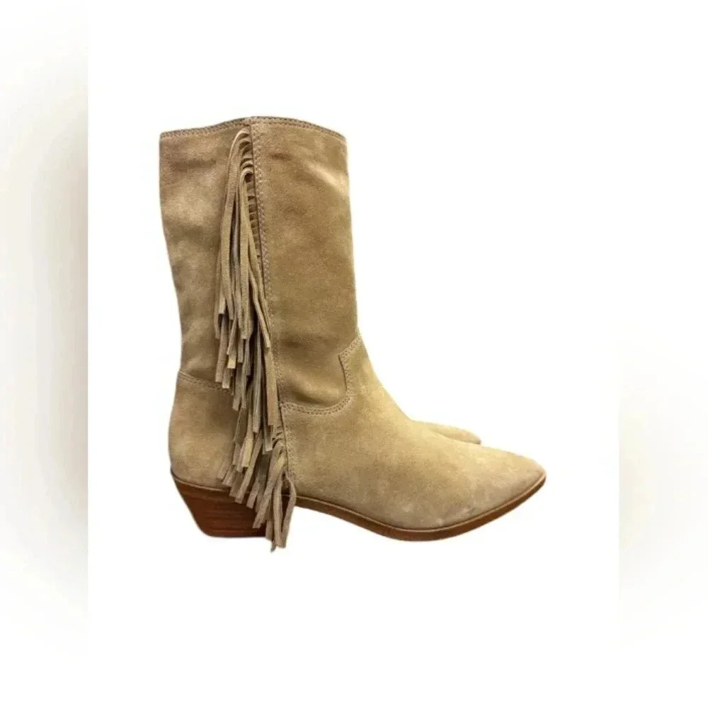 Rebecca  Minkoff Tan Suede Fringed Boots Size 9M